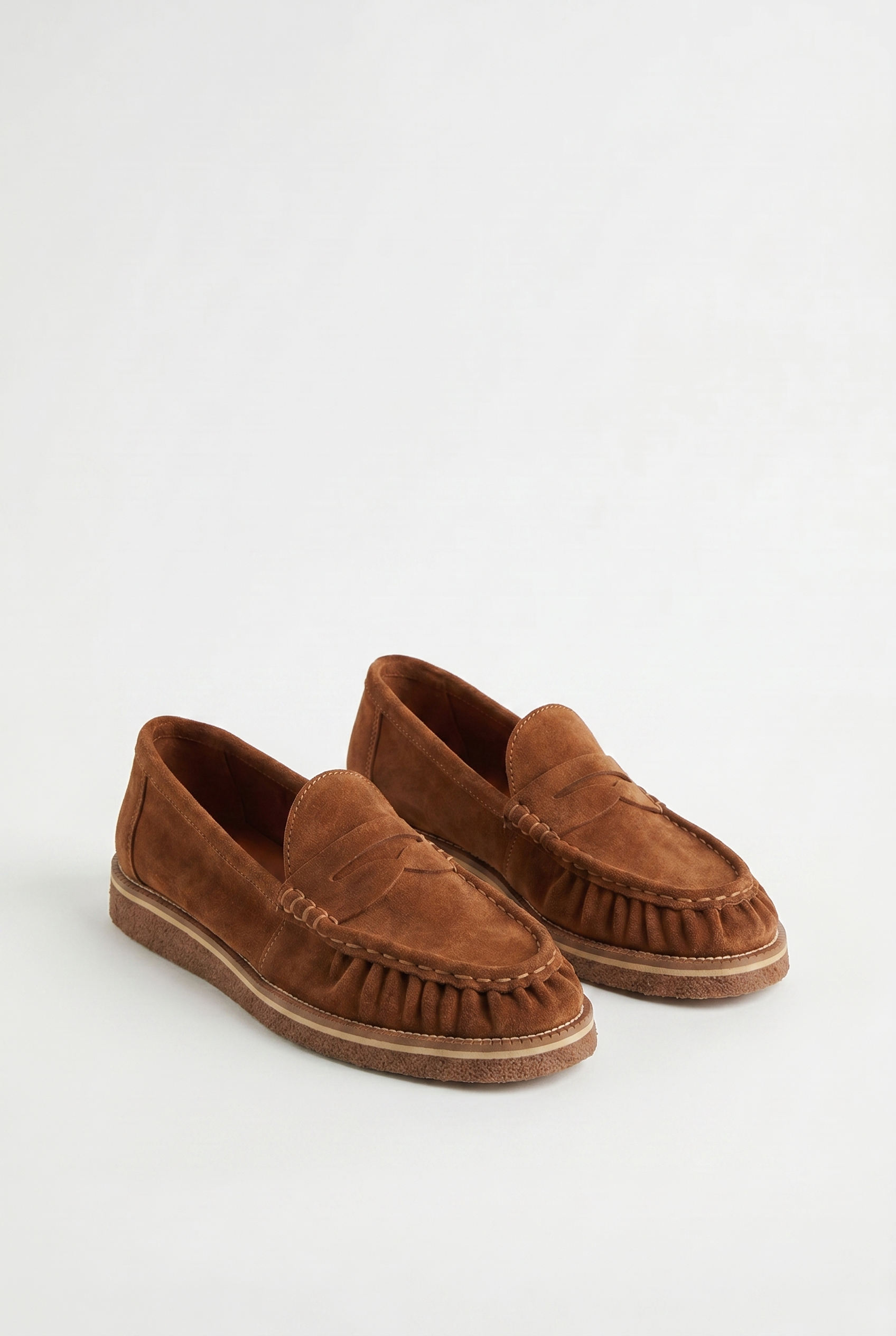 Calzoria taba süet penny loafer krep taban