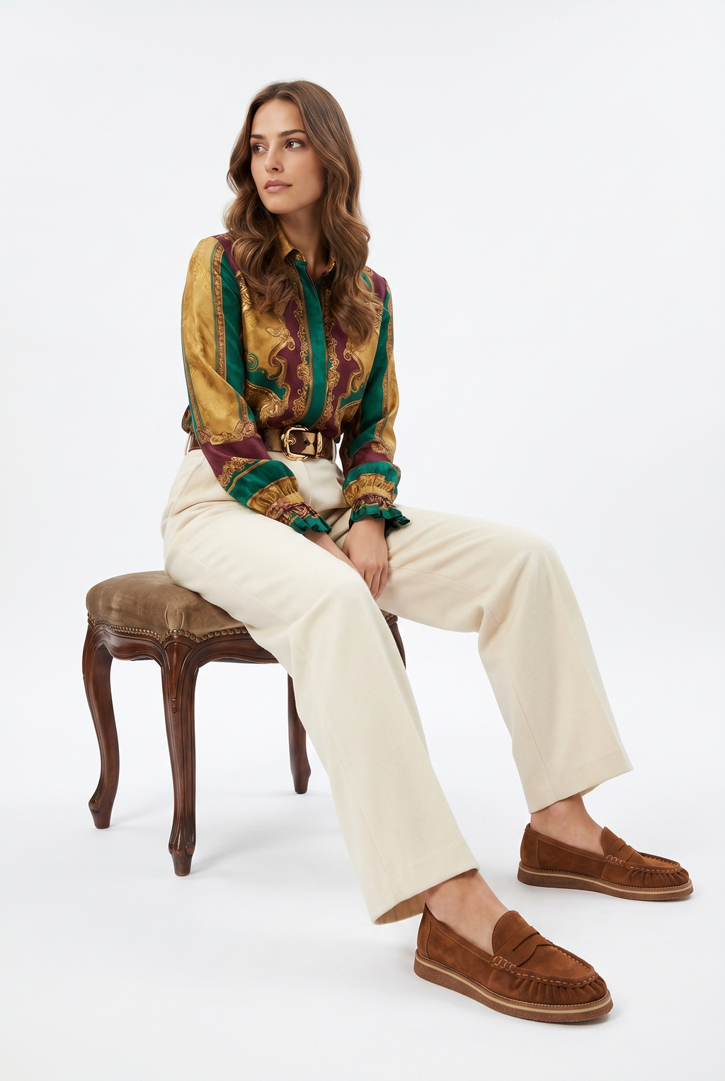 Calzoria taba süet penny loafer krep taban