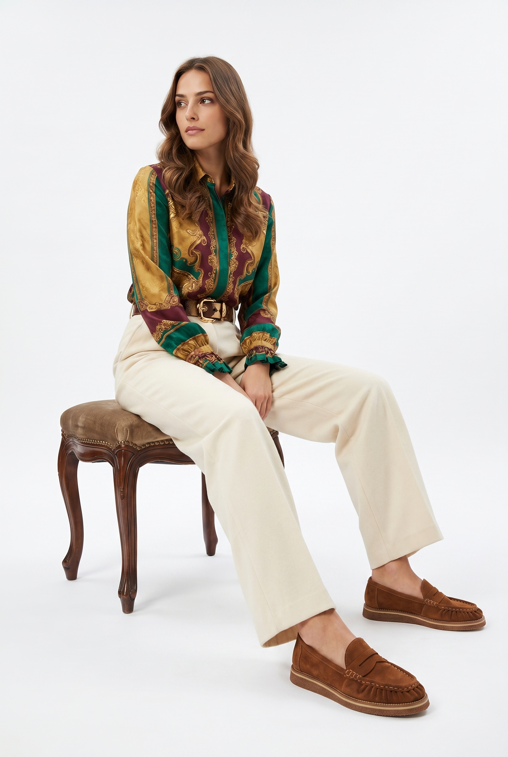 Calzoria taba süet penny loafer krep taban