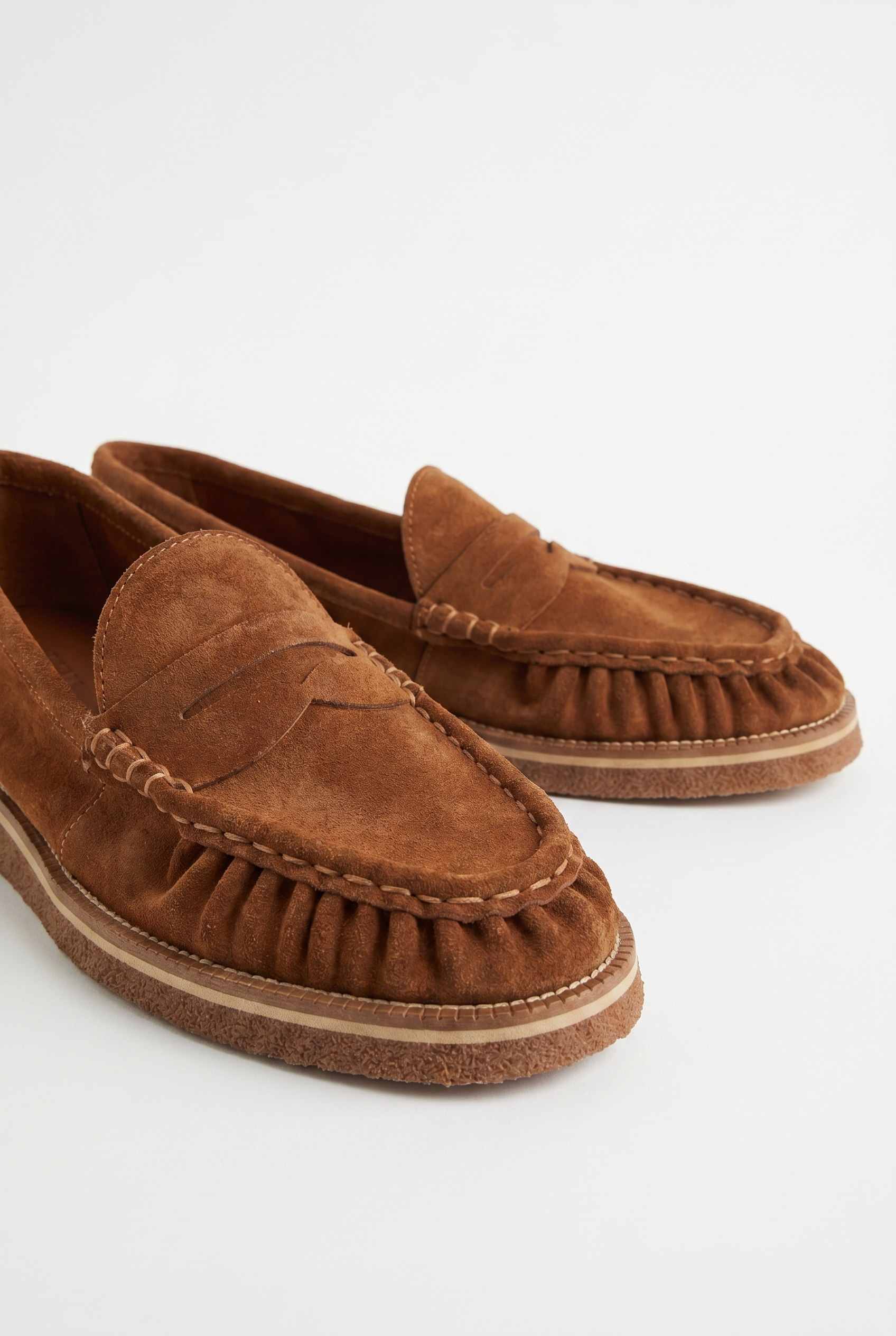 Calzoria taba süet penny loafer krep taban