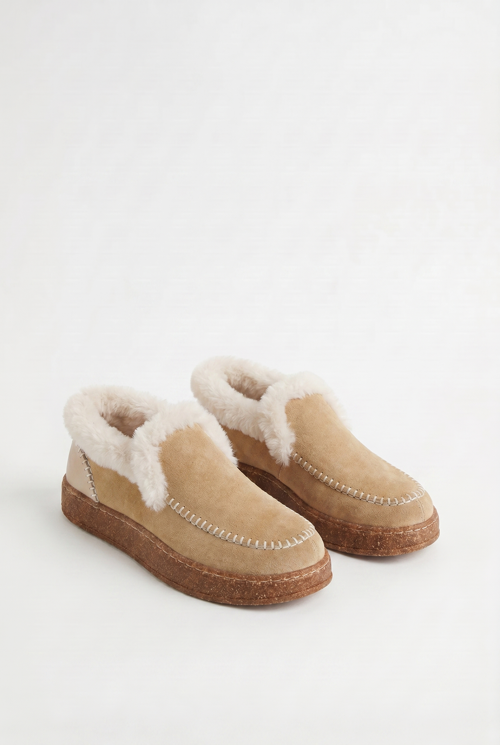 Calzoria kum süet kürk astarlı slip-on krep taban kış