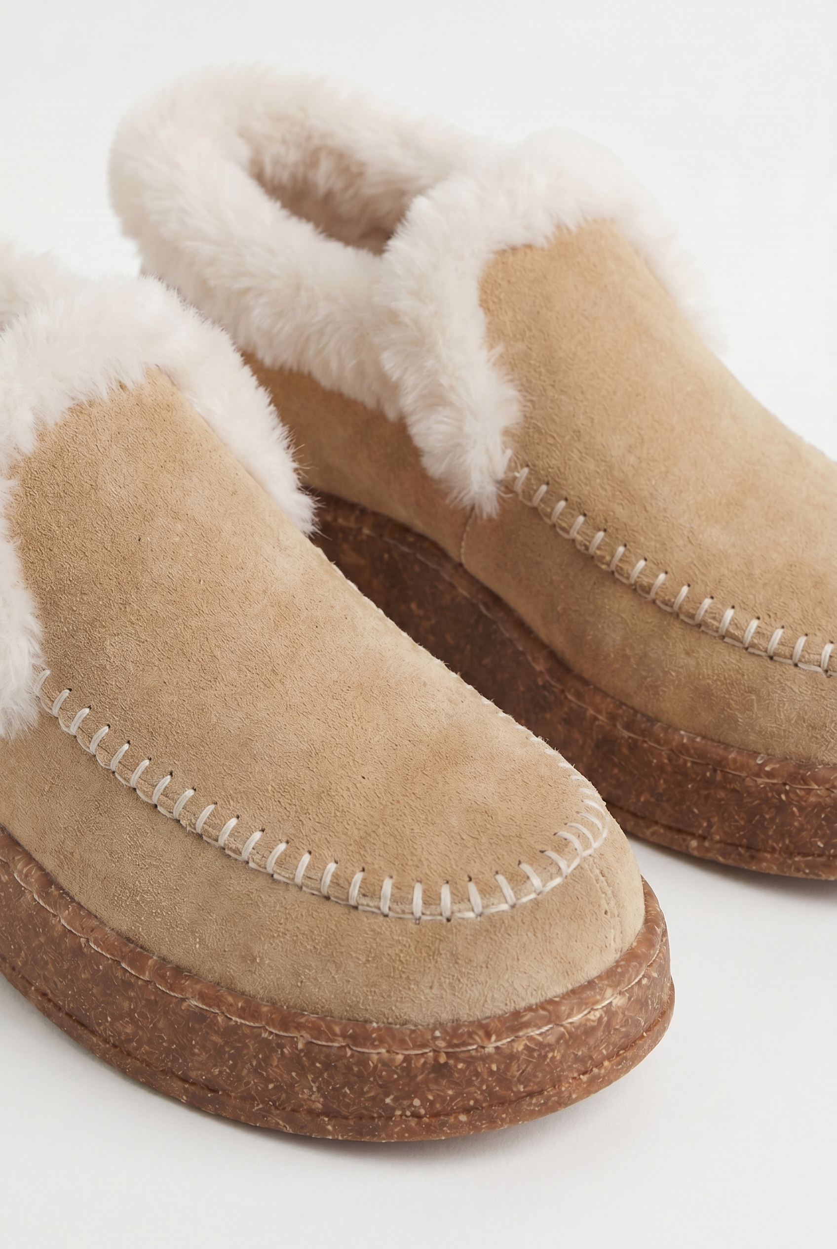 Calzoria kum süet kürk astarlı slip-on krep taban kış