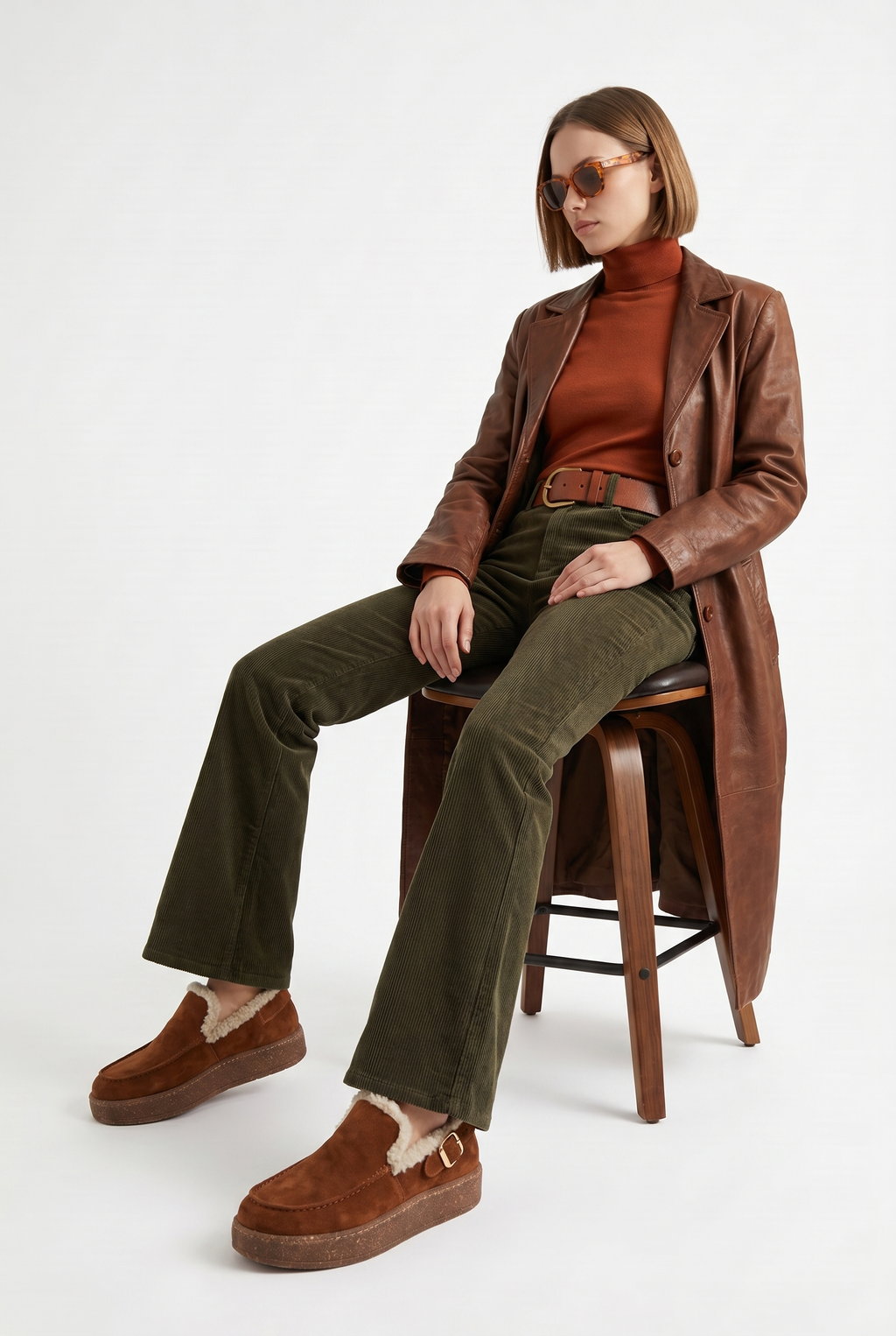 Calzoria taba süet kürk astarlı slip-on rose gold toka krep taban