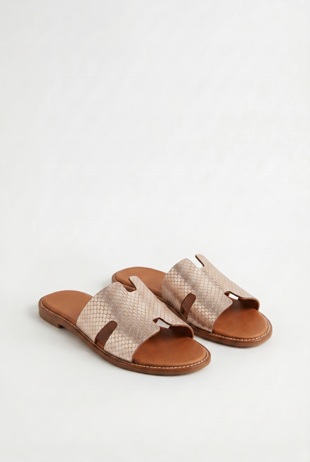Calzoria taupe yılan baskılı H-slide sandalet