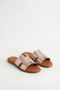 Calzoria taupe yılan baskılı H-slide sandalet