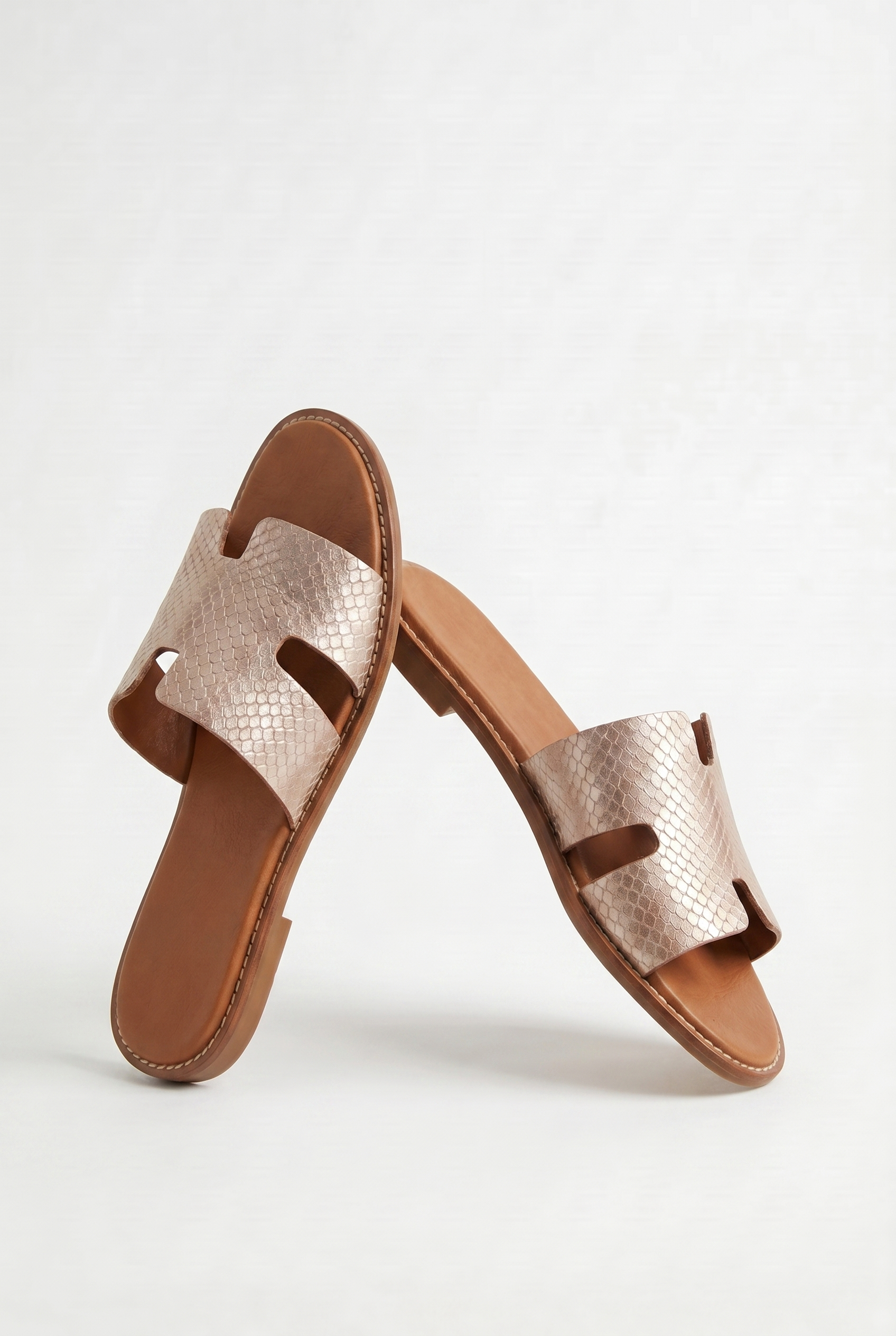 Calzoria taupe yılan baskılı H-slide sandalet