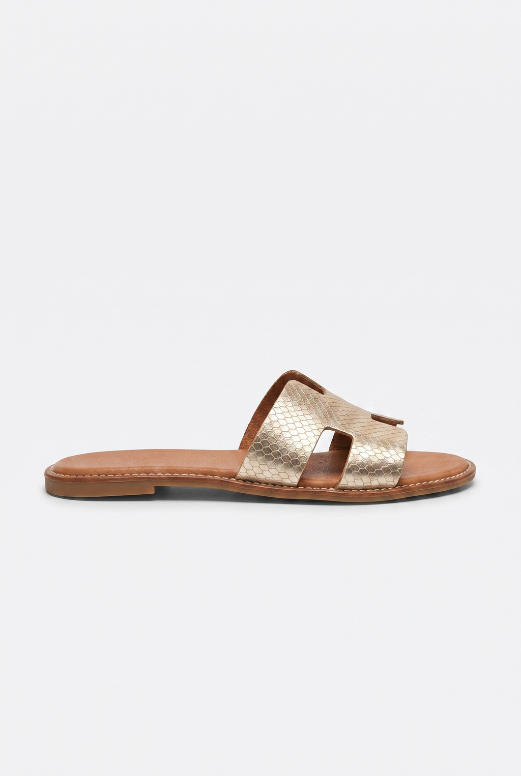 Calzoria taupe yılan baskılı H-slide sandalet