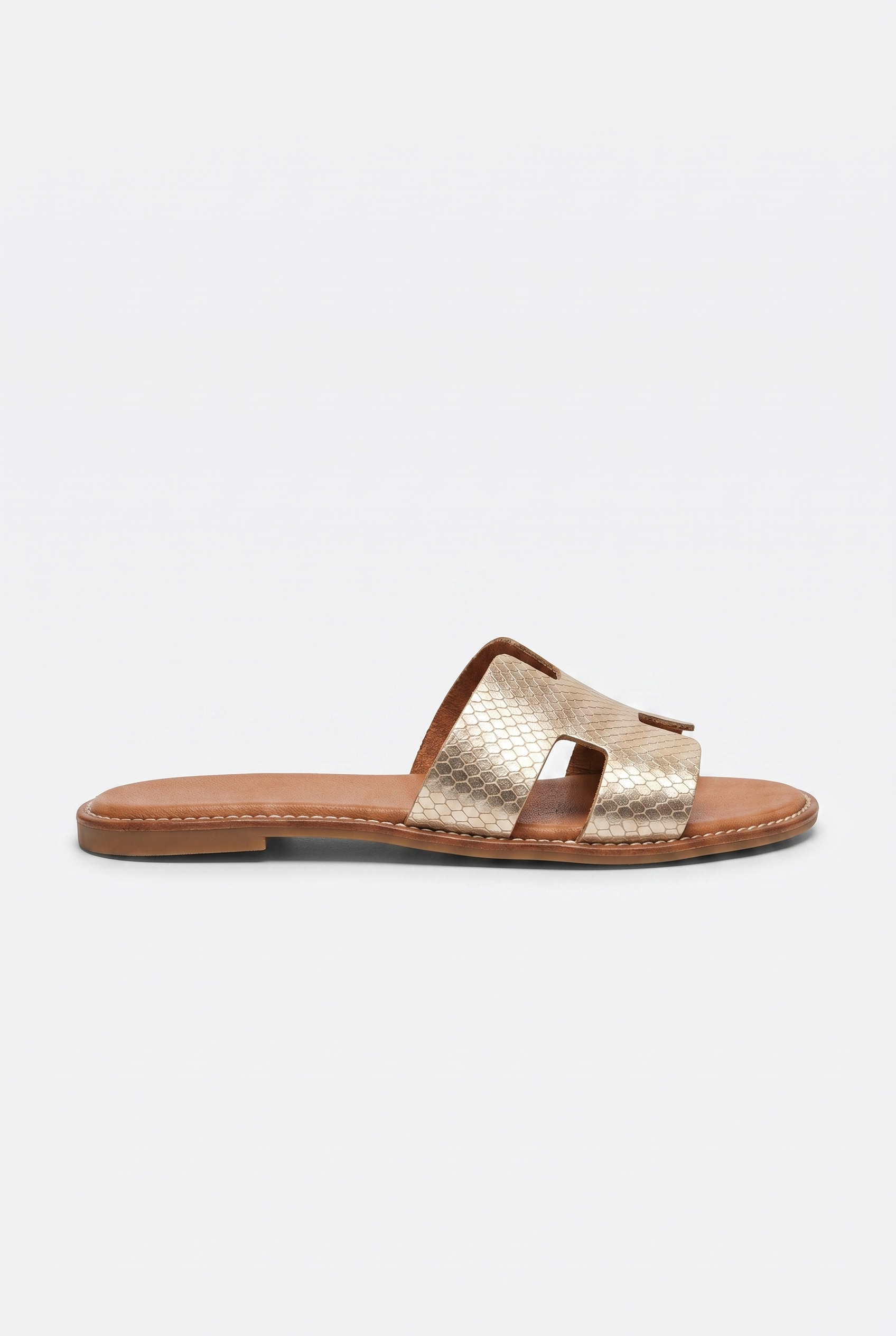 Calzoria taupe yılan baskılı H-slide sandalet