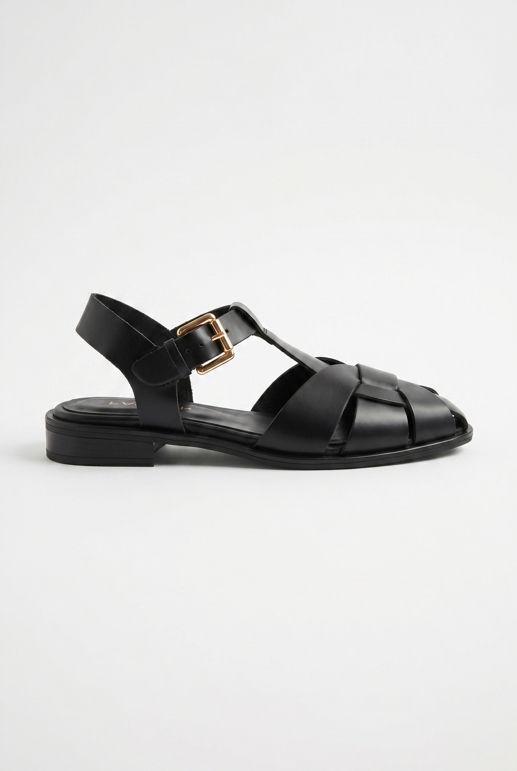 Calzoria siyah deri fisherman sandalet rose gold toka slingback