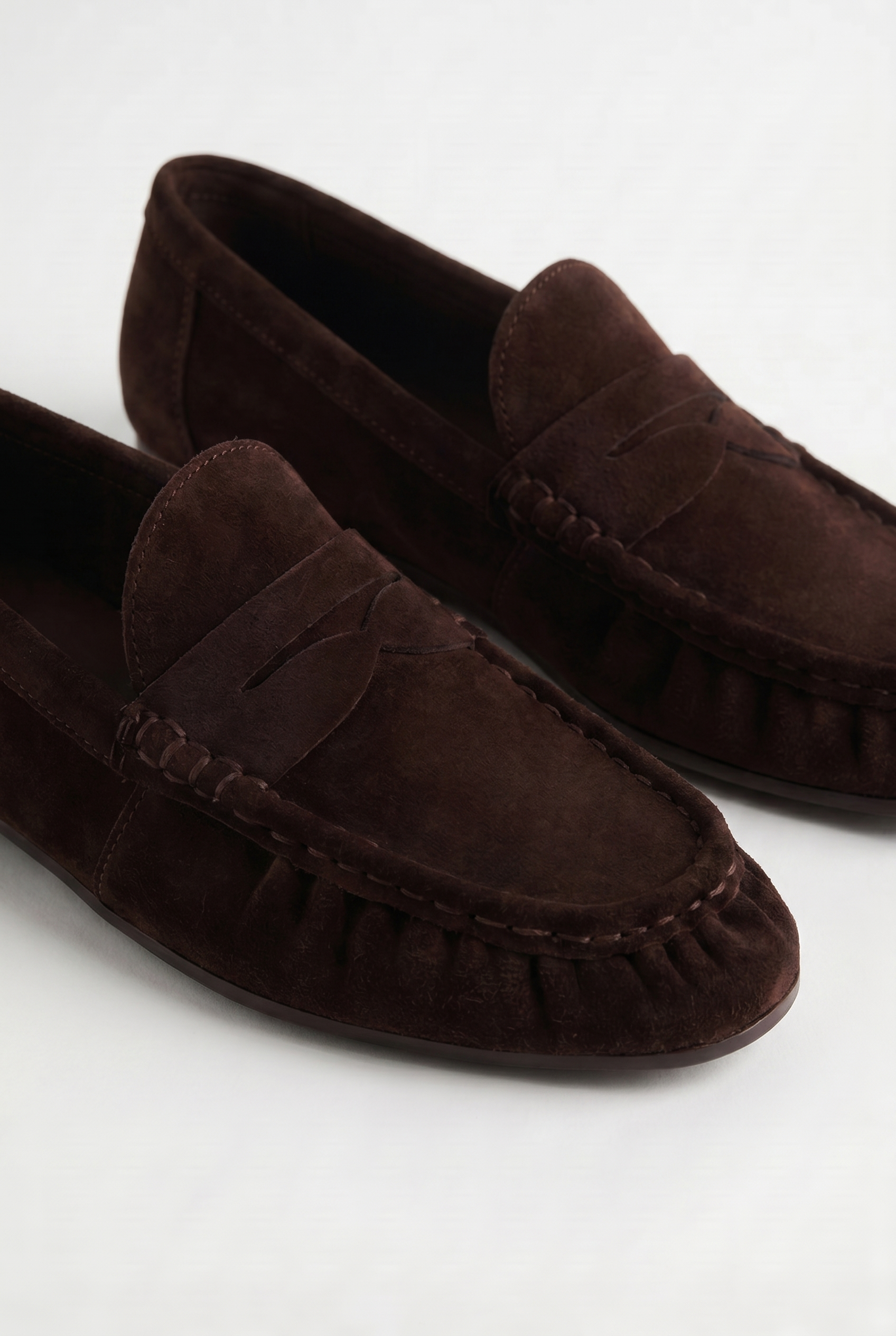 Calzoria koyu kahve süet penny loafer ince taban