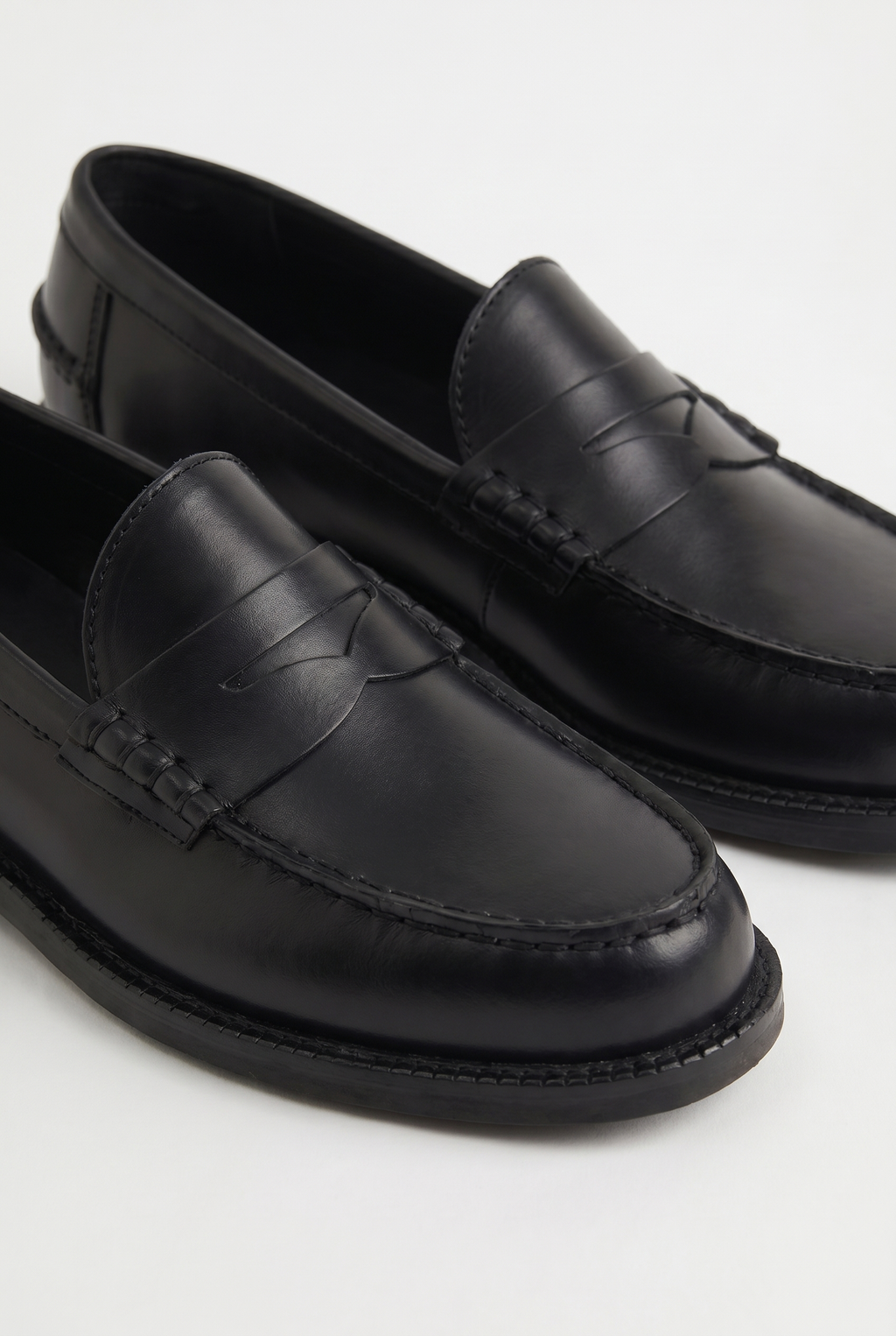 Calzoria siyah parlak deri penny loafer elbise ayakkabı