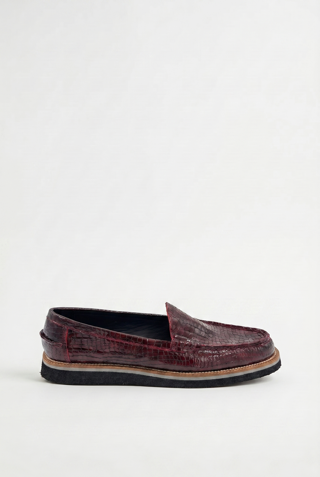 Calzoria bordo kroko kabartma rugan loafer krep taban